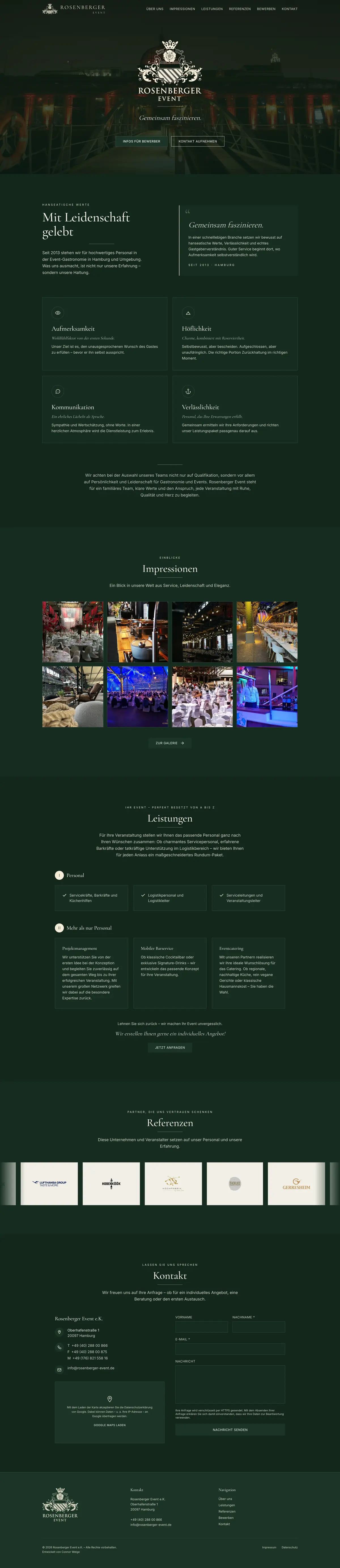 Screenshot der Website: Rosenberger Event – Brand & Website